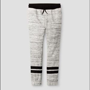 Boys heathered gray joggers with mesh stripes